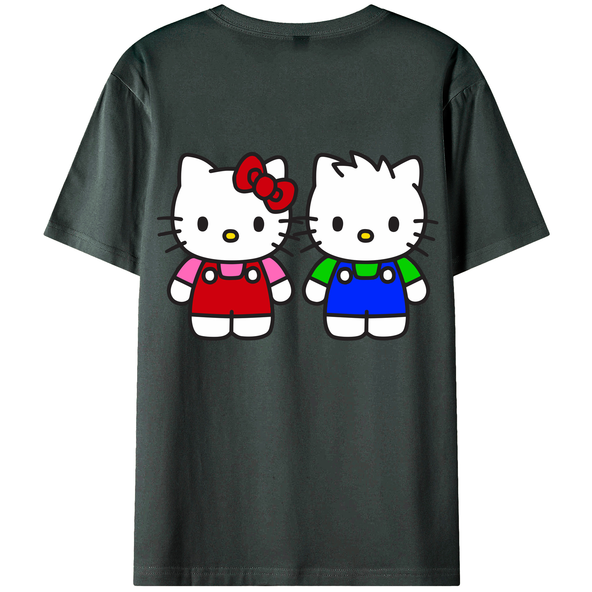 （画像用） Hello Kitty ハローキティ 綿100％ メンズ半袖Tシャツ（バックプリント） 通気性